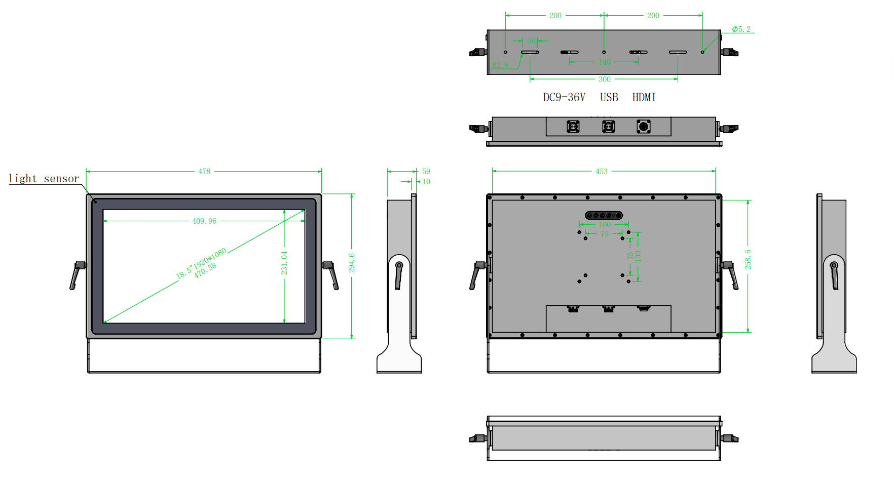 18.5inch IP67 1000 nits Anti-glare Industrial touch monitor Optical bonding LCD