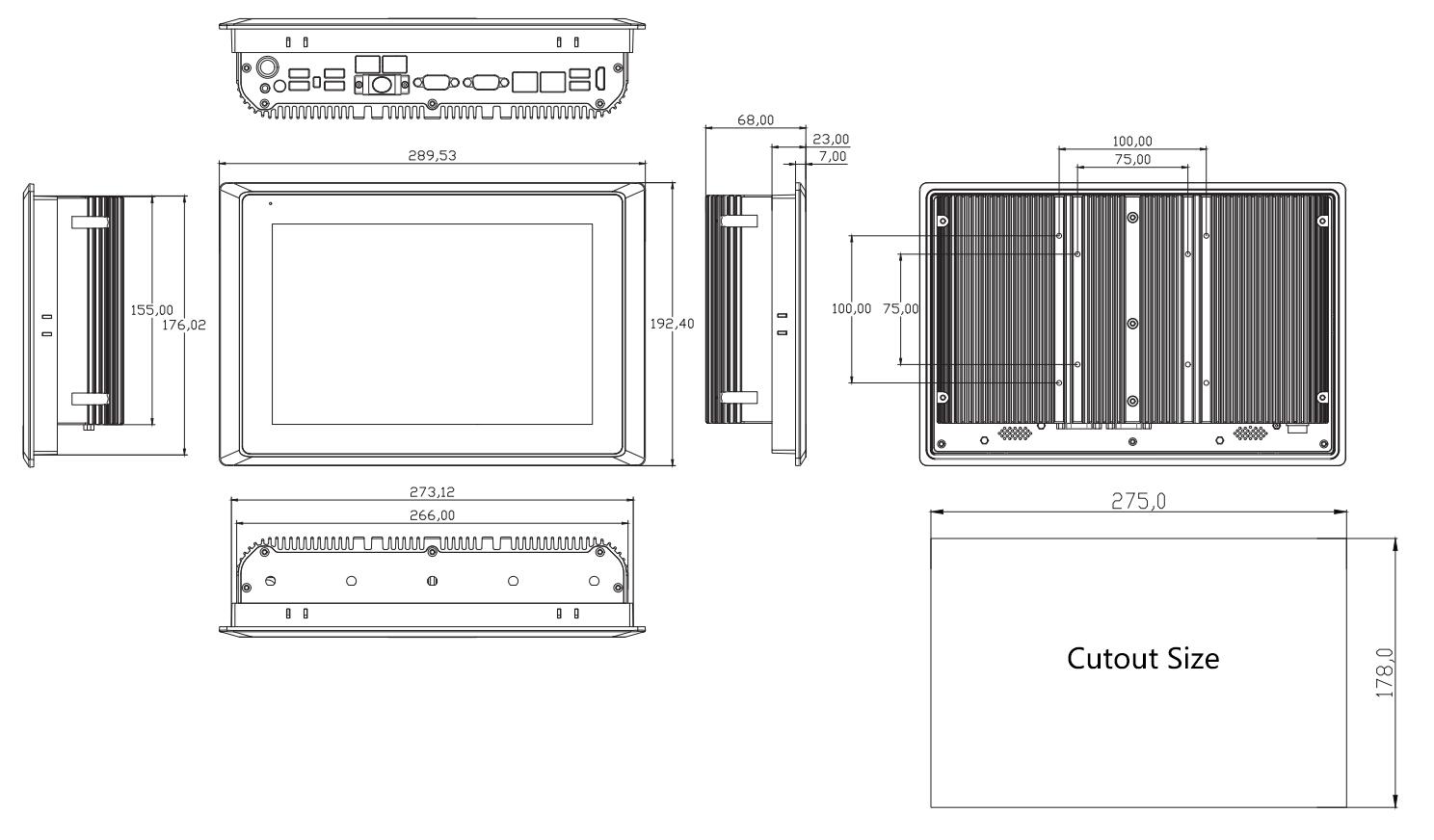 Drawing of SC800M 10.1 inch Panel PC from Sihovision.jpg