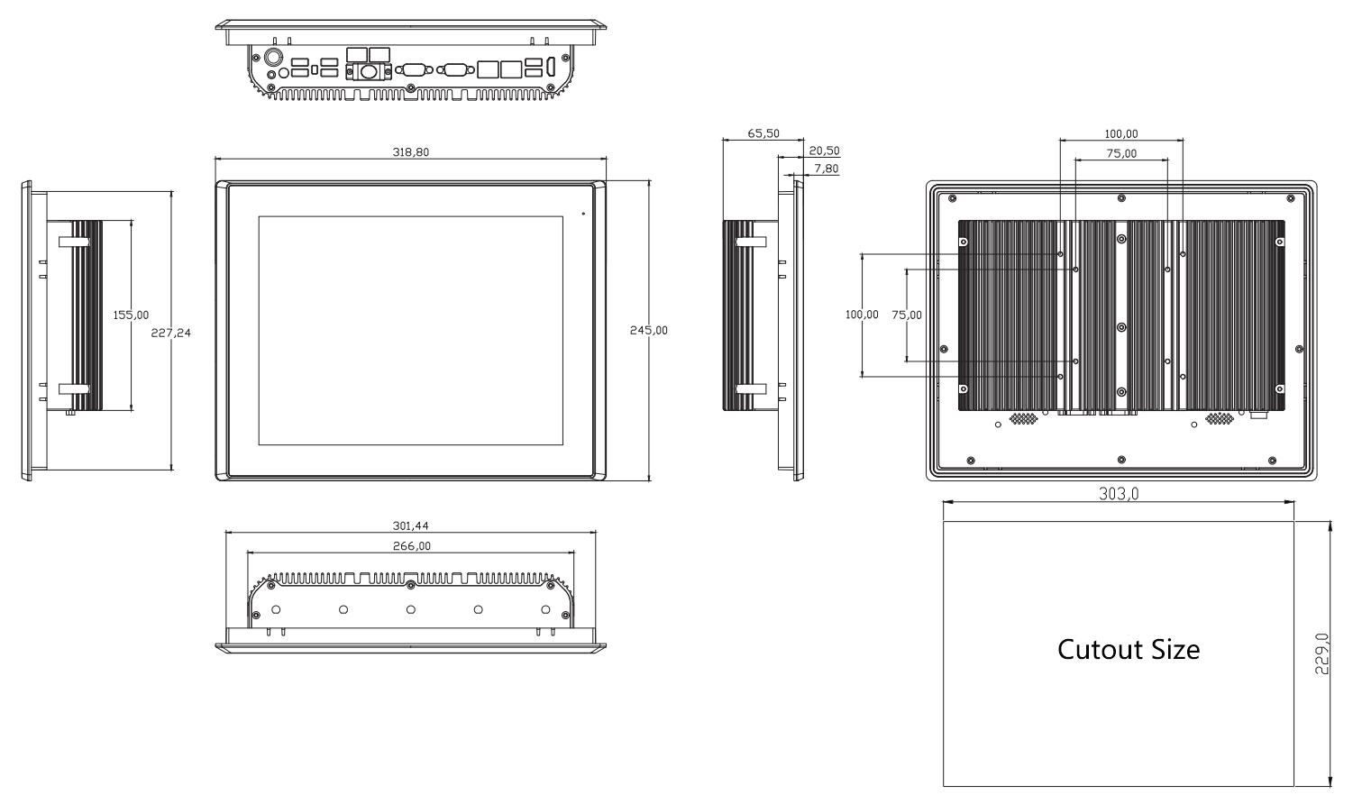 Drawing of SC800M 12.1 inch Panel PC from Sihovision.jpg