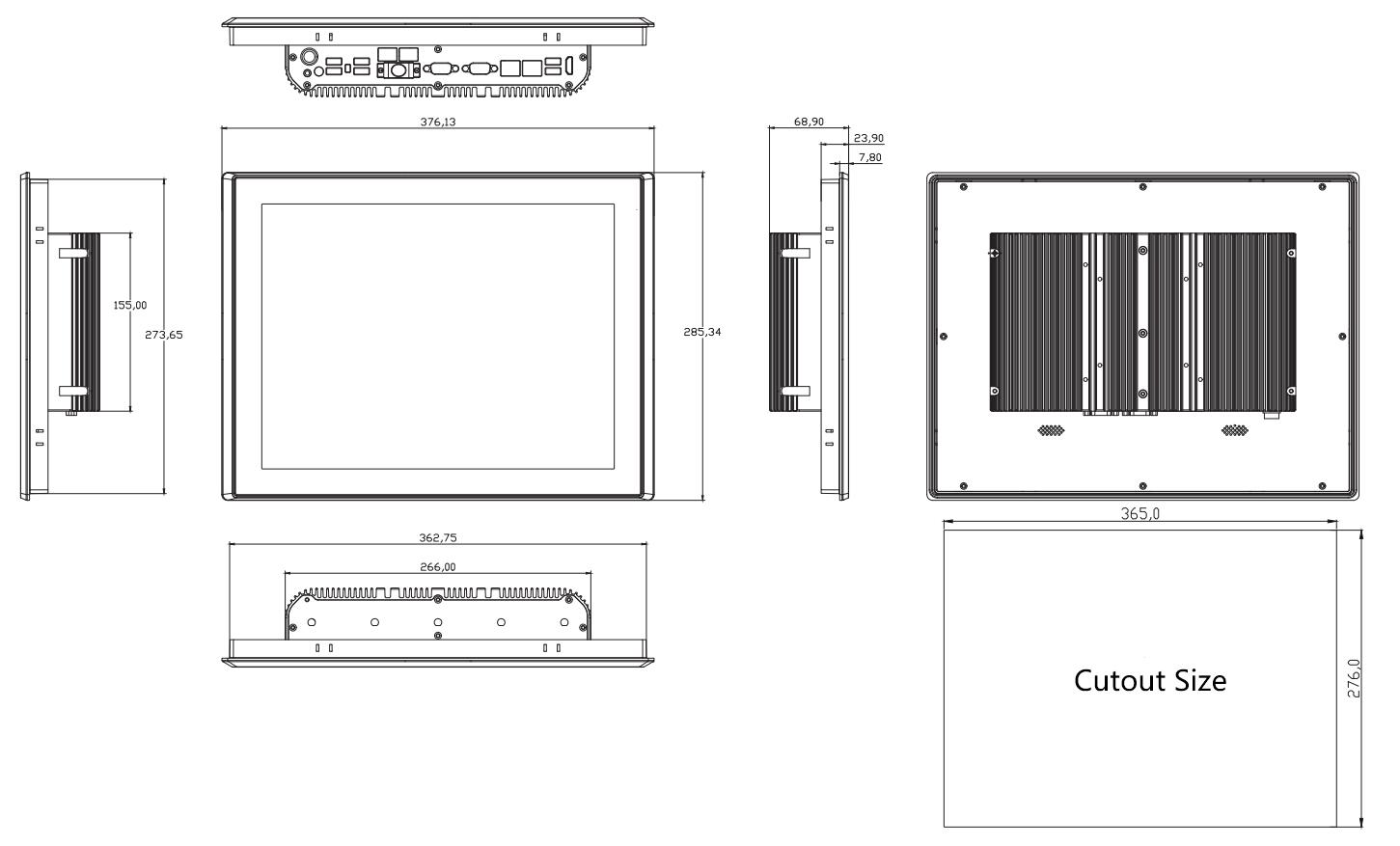 Drawing of SC800M 15 inch Panel PC from Sihovision.jpg