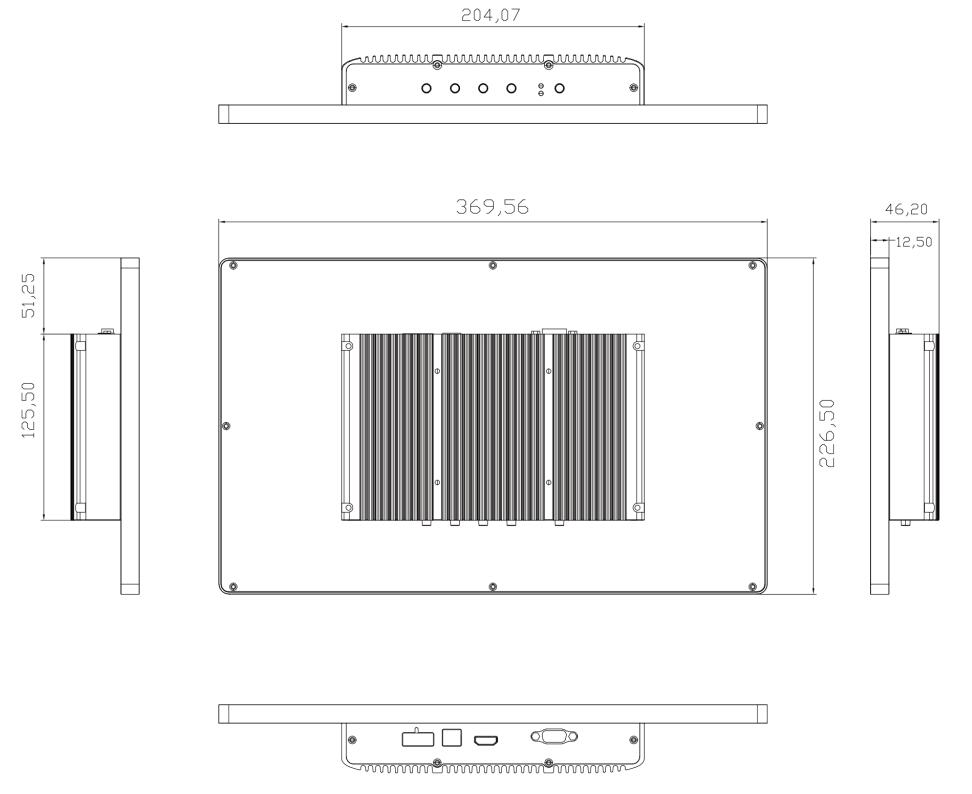 Drawing of 15.6 inch open frame monitor from Sihovision.jpg