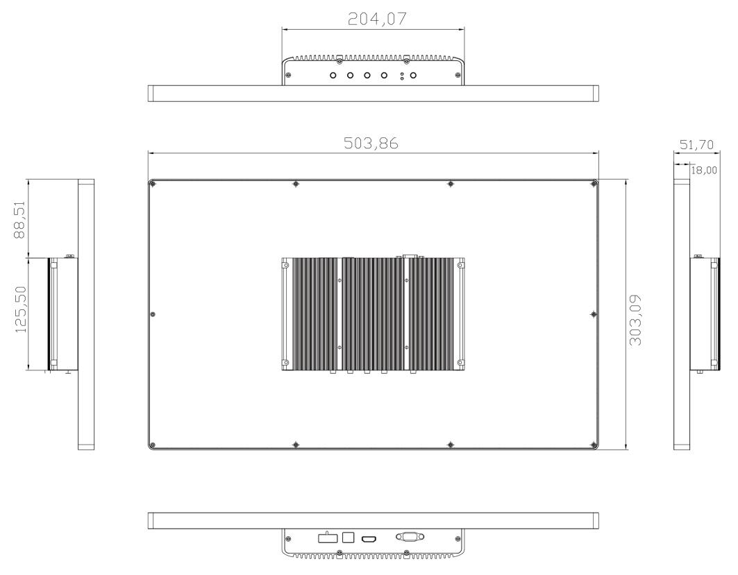 Drawing of 21.5 inch open frame monitor from Sihovision.jpg