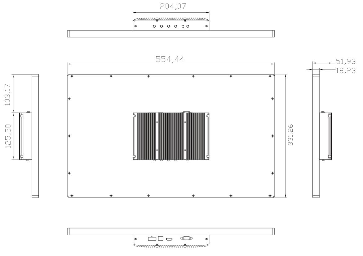 Drawing of 23.8 inch open frame monitor from Sihovision.jpg